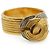 Chanel Vintage Double CC Gold Silver Textured Ring Silvery Golden