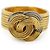 Chanel Vintage Double CC Gold Silver Textured Ring Silvery Golden - view 2
