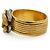 Chanel Vintage Double CC Gold Silver Textured Ring Silvery Golden - view 3