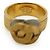 Chanel Vintage Double CC Gold Silver Textured Ring Silvery Golden - view 6