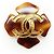 Chanel Spilla grande vintage CC quadrifoglio effetto tartaruga GP Marrone D'oro