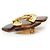 Chanel Spilla grande vintage CC quadrifoglio effetto tartaruga GP Marrone D'oro - vista 4
