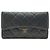 Chanel Klassisches Long Flap Wallet aus Lammleder Matelassé Braun Schwarz