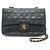 Chanel Bolsa de Ombro com Corrente Double Flap Matelassé 25 em pele de cordeiro Preto Bordeaux Azul marinho