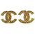 Chanel Vintage CC Woven Clip-on Ohrringe GP Golden