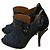 Fendi Open Toe Boots Blue Denim and Black Leather