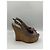 Gucci Sandali Slingback con zeppa in camoscio e sughero Grigio - vista 6