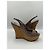 Gucci Sandali Slingback con zeppa in camoscio e sughero Grigio - vista 9
