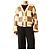Autre Marque Cardigã de malha xadrez castanho e creme - size L Cru