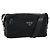 PRADA Schultertasche Nylon Leder Schwarz Silber