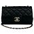 CHANEL Matelassé Coco Mark Schultertasche aus Lammleder Schwarz