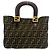 Bolsa Tote Fendi Zucca FF Logo Hardware Canvas Leather Marrom Preto