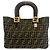 Bolsa Tote Fendi Zucca FF Logo Hardware Canvas Leather Marrom Preto - vista 3