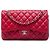 Chanel Red Jumbo Classic Caviar Double Flap Roja