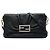 Fendi Mia Flap Crossbody in pelle d'agnello stropicciata nera Large Nero