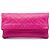 Chanel Pink Quilted Caviar CC Beauty Foldover Clutch Rosa