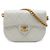Chanel White CC Quilted Calfskin Round Moon Messenger Flap Bianco