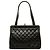 Borsa a tracolla Chanel Black CC Quilted Lambskin Kiss Lock Frame Nero