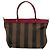 Borsa Satchel Fendi Large Pequin Canvas Marrone