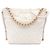 Borsa Chanel En Vogue Rope Satchel in vitello stropicciato bianco Crudo