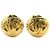 Chanel Gold CC vergoldete runde Clip-On-Ohrringe Golden