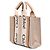 Borsa Woody Satchel Piccola in Tela Beige Chloé - vista 2