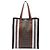 Saco Tote Vertical Burberry Brown TB Monogram E-Canvas Stripe Marrom