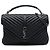 Autre Marque Saint Laurent Black Large Chevron Sheepskin Monogram College Satchel Nero