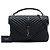 Autre Marque Saint Laurent Black Large Chevron Sheepskin Monogram College Satchel Nero - vista 7