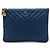 Chanel Blue Medium Chevron Caviar Ancient Greek Charms O Case Clutch Azul Azul marino