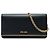 Cartera con cadena Prada en piel Saffiano negra con barra de metal Negro