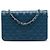 Chanel Blue CC Embossed Lambskin Diamond Wallet On Chain Geldbörse Blau