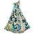 Autre Marque Mary.L Couture asymmetrisches Seidenkleid mit Psychedelic-Print Schwarz Weiß Blau Grün Lila