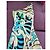 Autre Marque Mary.L Couture asymmetrisches Seidenkleid mit Psychedelic-Print Schwarz Weiß Blau Grün Lila - Ansicht 2