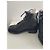 Chanel Blue Leather Lace-Up Boots with CC Logo Black Dark blue - view 3