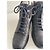 Chanel Blue Leather Lace-Up Boots with CC Logo Black Dark blue - view 5