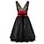 Abito Carolina Herrera in pizzo nero, raso e piume Rosso
