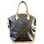 Louis Vuitton Lockit MM Monogram Canvas Handbag Brown