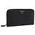 Portafoglio lungo PRADA in pelle Saffiano Nero Argento Auth 205215V