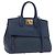 Salvatore Ferragamo Gancini Studio Tasche Leder 2way Navy Gold Auth 206236A