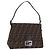 Borsa a Tracolla FENDI Zucca Canvas Mamma Baguette Nero Argento Auth BA16204V