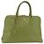 PRADA Handtasche Saffiano Leder Green Gold Auth 207400V Golden Grün