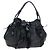 Borsa a tracolla con volant PRADA in pelle nera argento Auth am12754V Nero