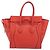 Céline CELINE Luggage Micro Shopper Handtasche aus Leder Rot Silber Authentisch 207671V - Ansicht 2