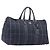 Burberrys Nova Check Boston Bag Canvas Navy Gold Auth 201462A Golden Marineblau
