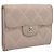 Cartera CHANEL Matelasse de piel de cordero beige y plata CC Auth 205317
