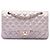 Bolsa de Ombro Chanel Medium Classic Double Flap em pele de cordeiro iridescente rosa