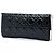 Clutch Dior Cannage in vernice nera con tracolla a catena Nero - vista 2