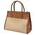 Double Borsa Satchel Paradigme Prada in rafia e vitello City Calf beige con cuciture a vista - vista 2