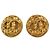 Gold Chanel CC vergoldete runde Clip-On Ohrringe Golden